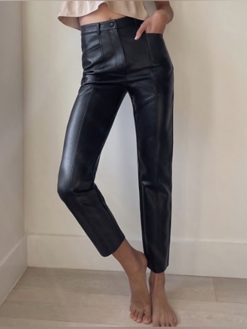 Wilfred Rebel Faux Leather Trouser Pant Black Womens 4